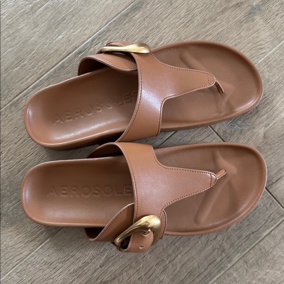 AEROSOLES Shoes - AEROSOLES Tan Sandals with Gold Buckle